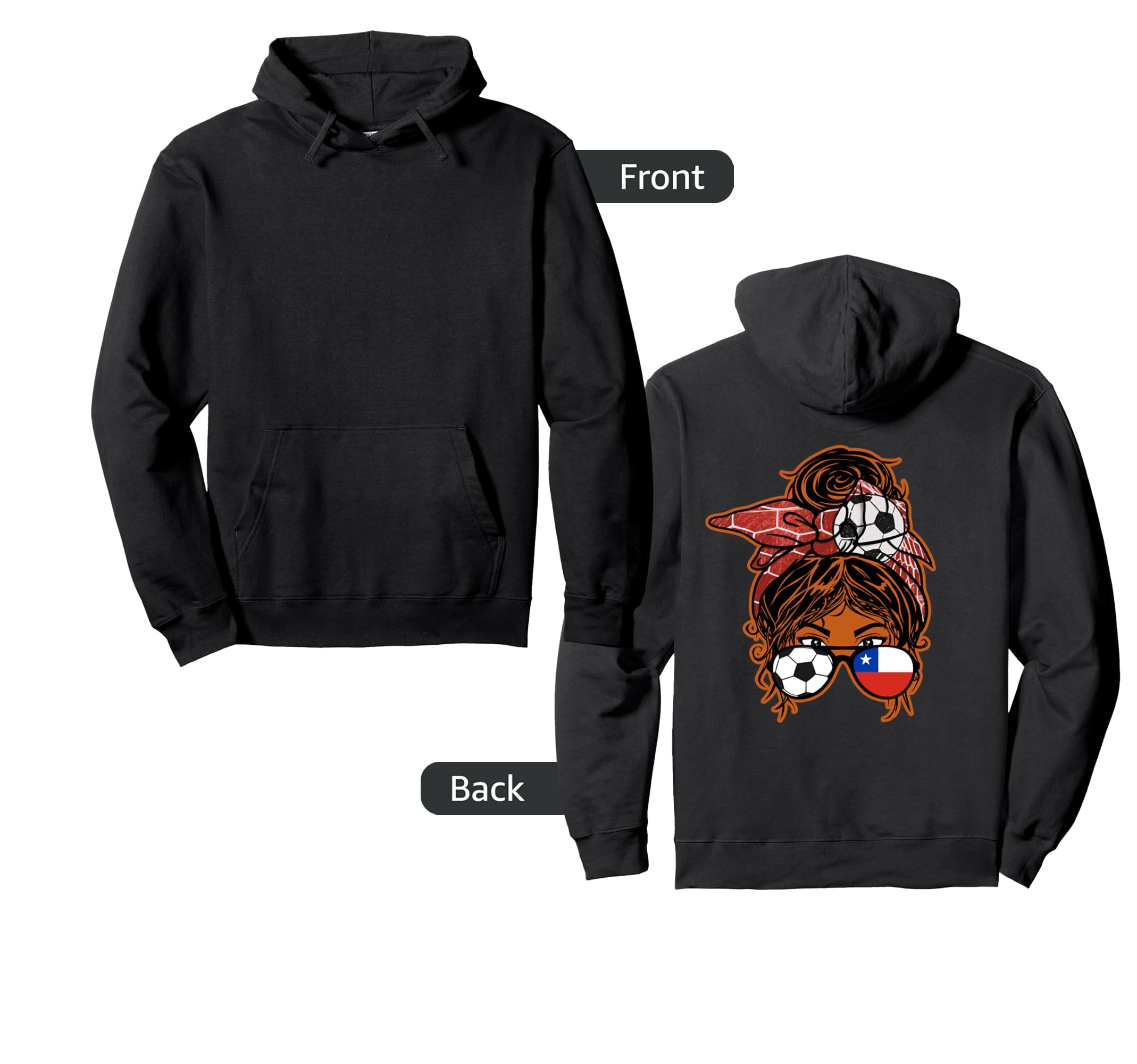 Messy Bun Hair Brown Skin Soccer Hoodie - Casual Everyday Wear Men Women - T-Shirt, Sweatshirt, Hoodie