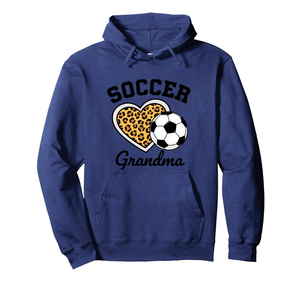 Soccer Grandparent Leopard Heart Hoodie - Fun Novelty Design for Adults - T-Shirt, Sweatshirt, Hoodie
