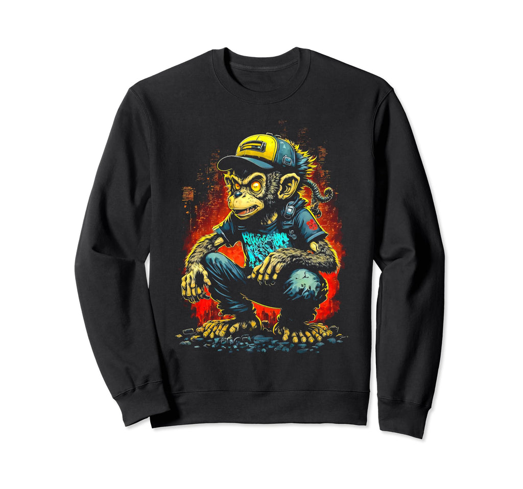 Hip Hop Monkey Old School Hip Hop Sweatshirt - Minimalist Print Men Women - T-Shirt, Sweatshirt, Hoodie