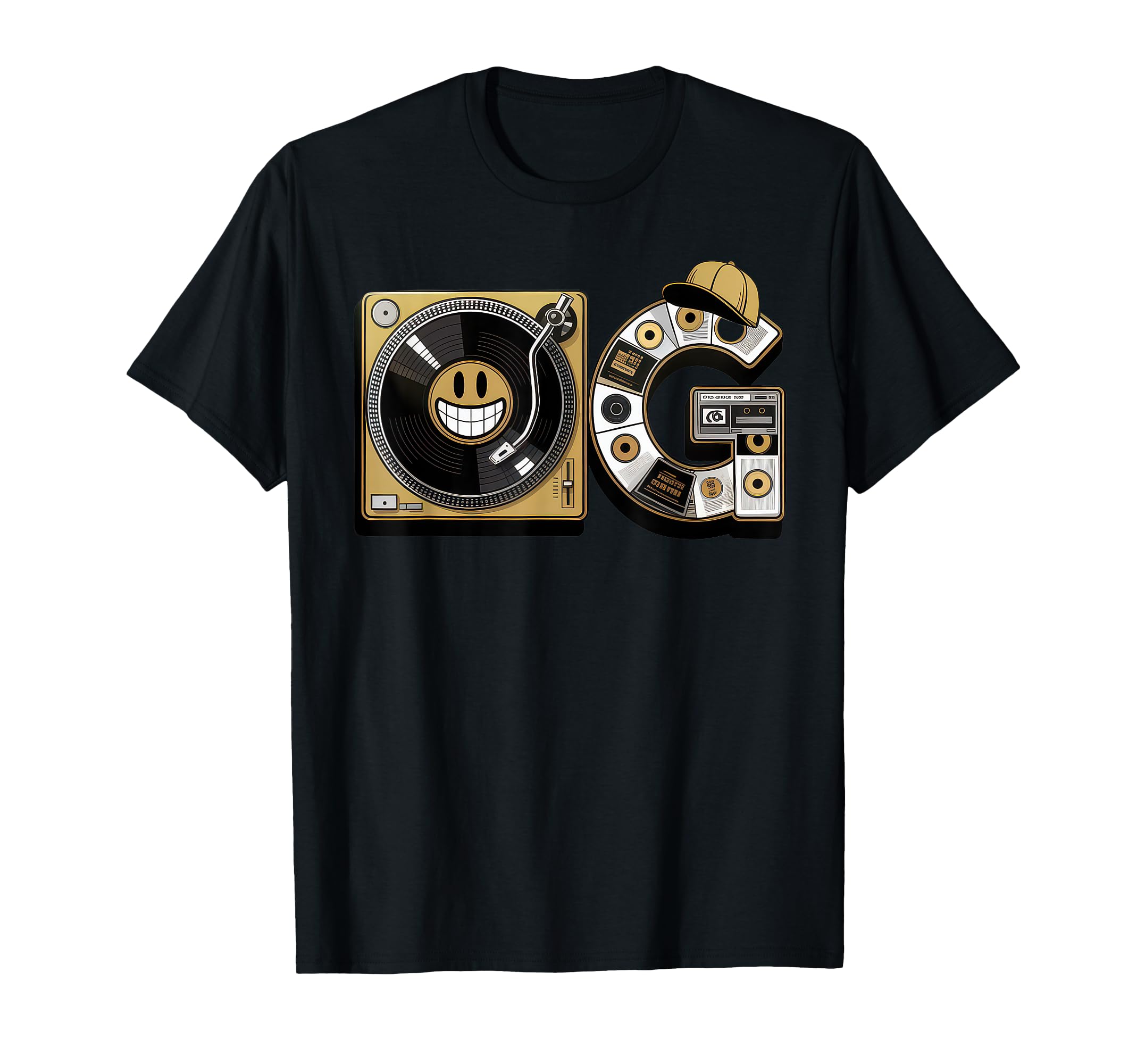 Old School Og Hip Hop Vinyl Cds Tapes T-Shirt - Graphic Print Men Women - T-Shirt, Sweatshirt, Hoodie