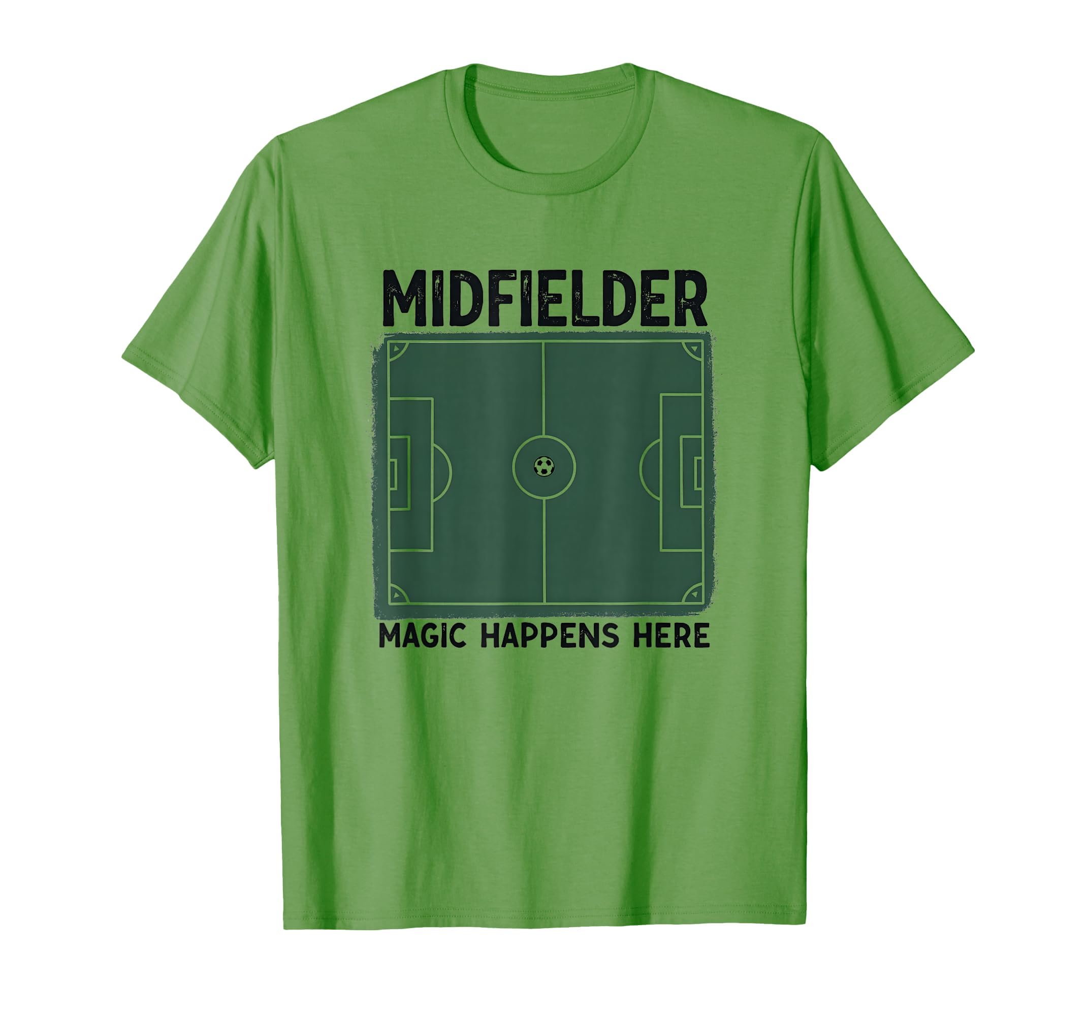 Midfielder Magic Happens Here Soccer T-Shirt - Minimalist Print Unisex - T-Shirt, Sweatshirt, Hoodie