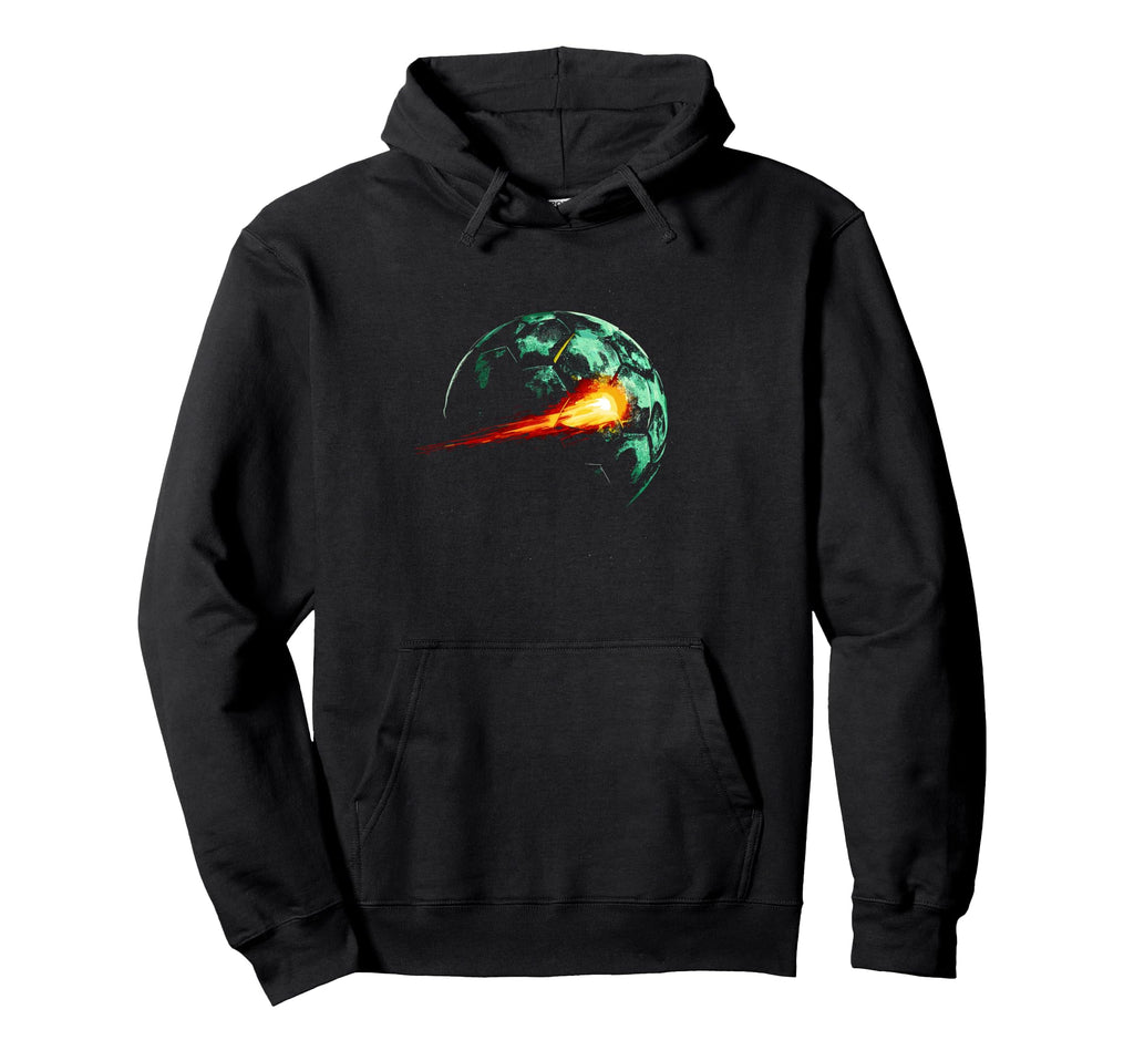 Blazing Soccer Ball Planet Soccer Hoodie - Unique Graphic Men Women - T-Shirt, Sweatshirt, Hoodie