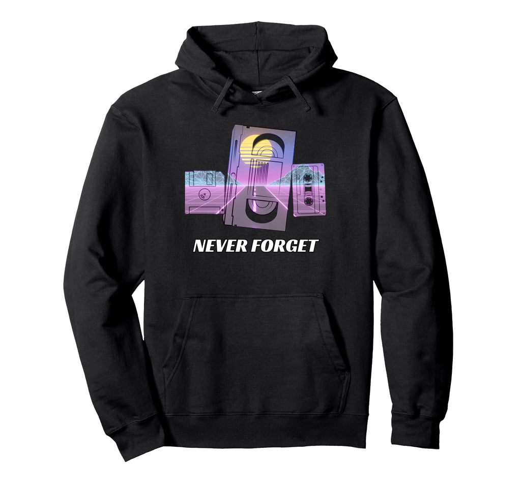 Never Forget Floppy Disk Vhs Cassette Hoodie - Aesthetic Graphic Unisex - T-Shirt, Sweatshirt, Hoodie