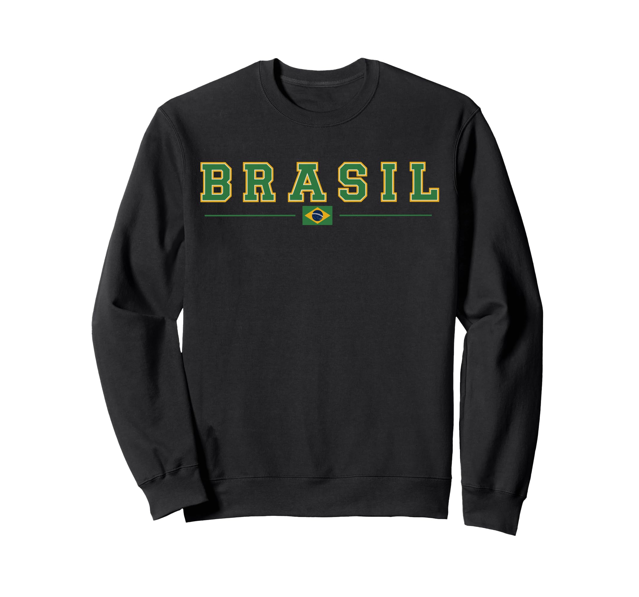 Brasil College Flag Brazil Lettering Sweatshirt - Novelty Apparel Unisex - T-Shirt, Sweatshirt, Hoodie