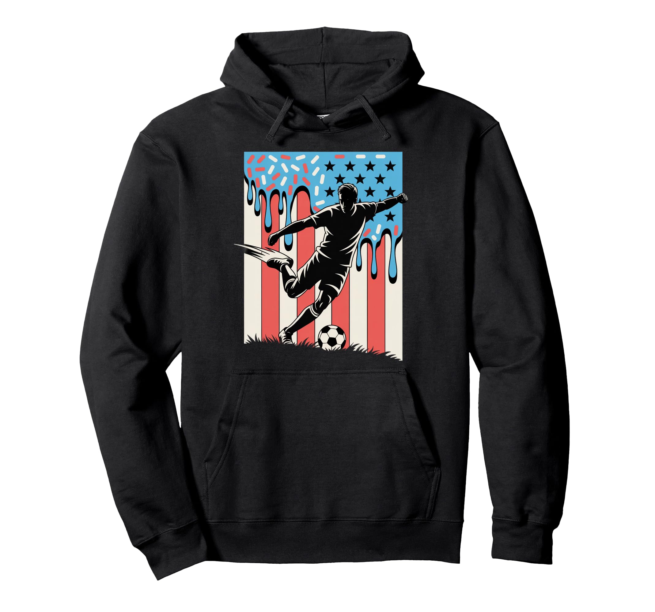 American Usa Flag Ice Cream Drip Game Hoodie - Streetwear Style Men Women - T-Shirt, Sweatshirt, Hoodie