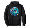 Soccer Playing T Rex Dinosaur Hoodie - Casual Everyday Wear Men Women - T-Shirt, Sweatshirt, Hoodie