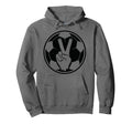 Soccer Peace Sign V Fingers Ball Hoodie - Unique Graphic Unisex - T-Shirt, Sweatshirt, Hoodie
