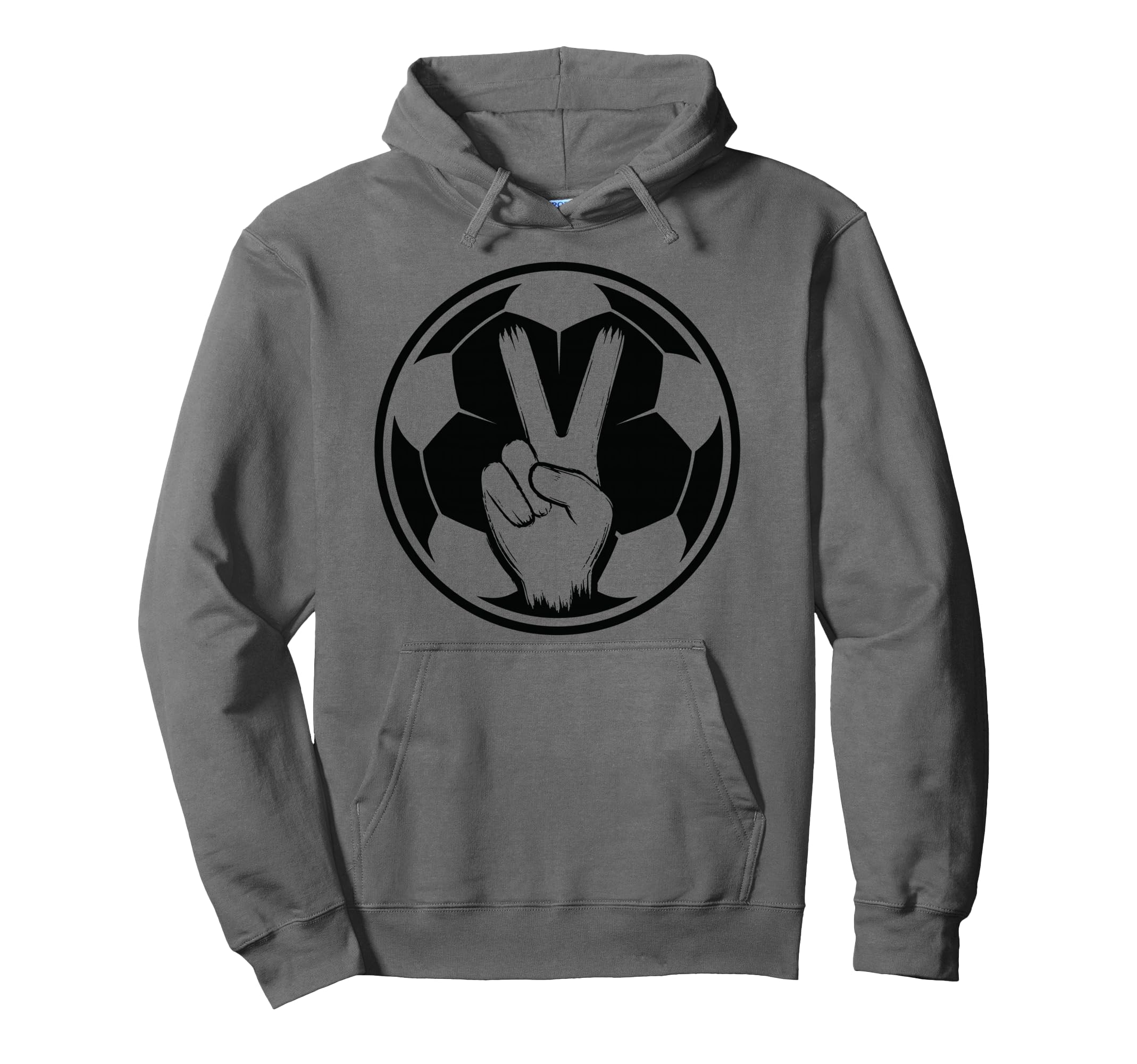 Soccer Peace Sign V Fingers Ball Hoodie - Unique Graphic Unisex - T-Shirt, Sweatshirt, Hoodie