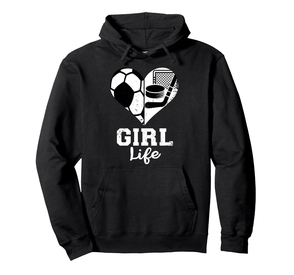 Life Heart Funny Soccer Hockey Hoodie - Fun Novelty Design Men Women - T-Shirt, Sweatshirt, Hoodie