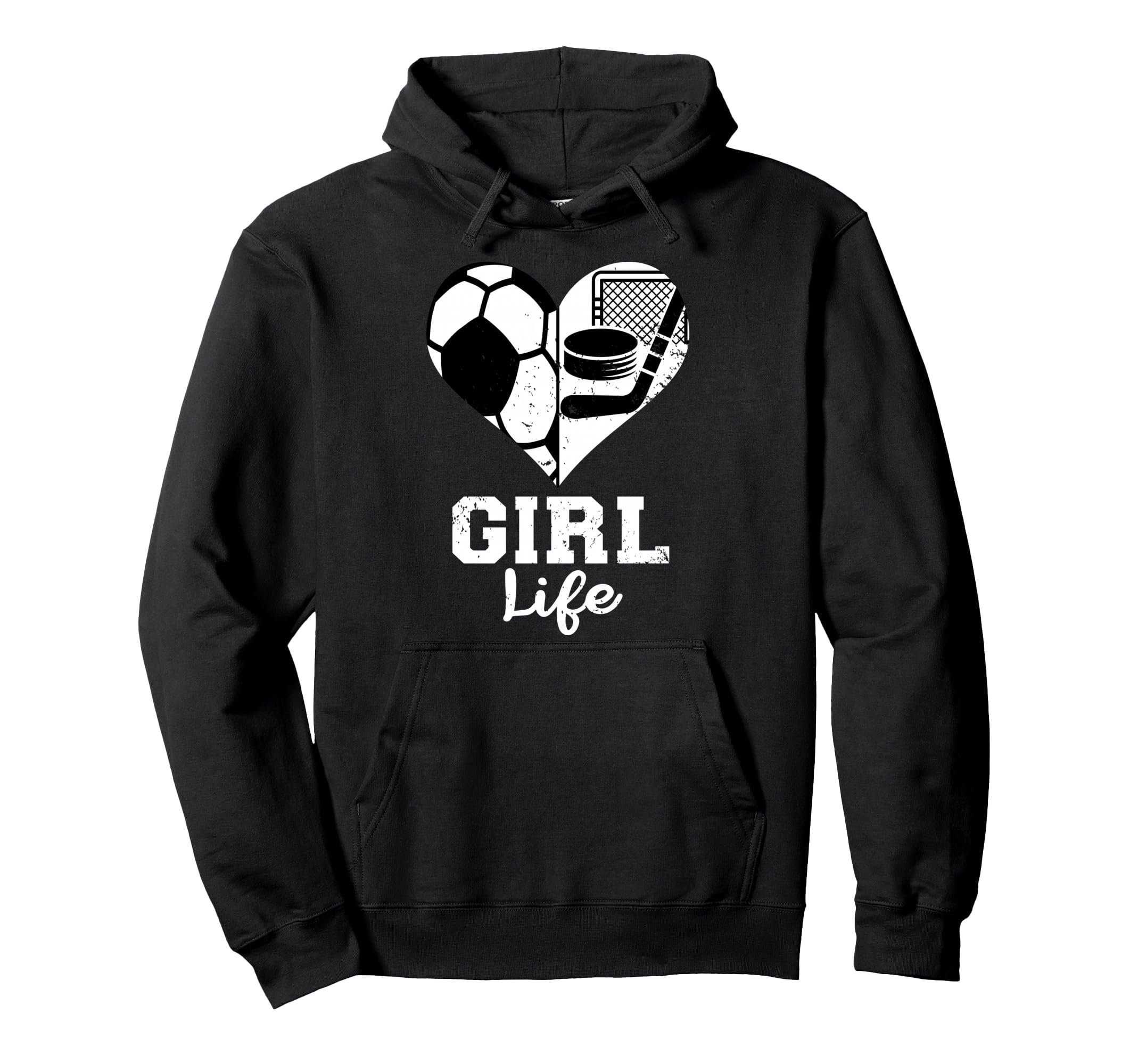 Life Heart Funny Soccer Hockey Hoodie - Fun Novelty Design Men Women - T-Shirt, Sweatshirt, Hoodie