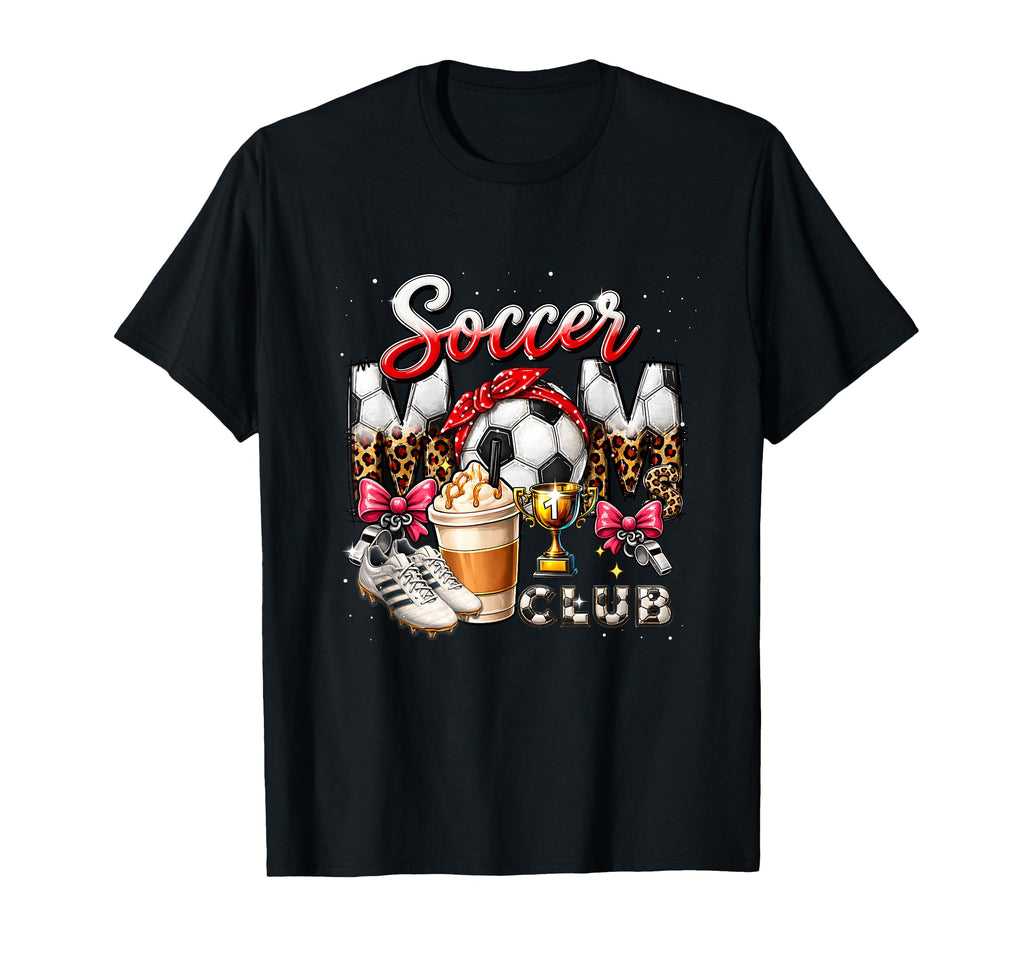 Soccer Mom Club Leopard Football Mother T-Shirt - Custom Art Print Unisex - T-Shirt, Sweatshirt, Hoodie