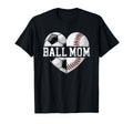Mom Both Heart Soccer Baseball T-Shirt - Minimalist Print for Adults - T-Shirt, Sweatshirt, Hoodie