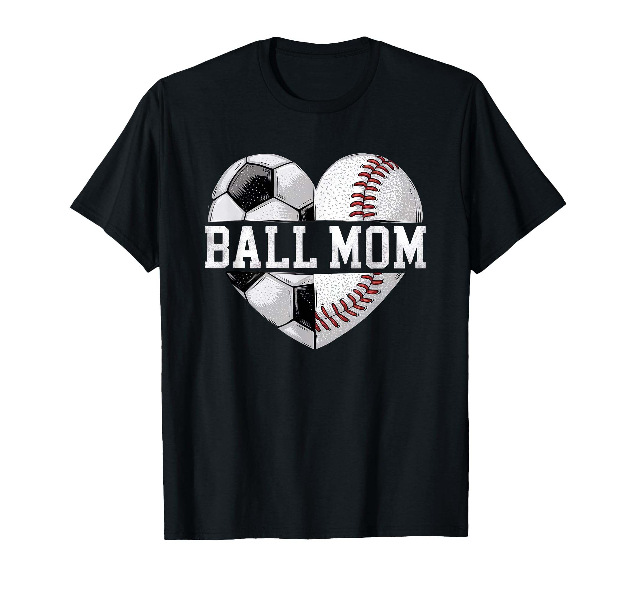 Mom Both Heart Soccer Baseball T-Shirt - Minimalist Print for Adults - T-Shirt, Sweatshirt, Hoodie