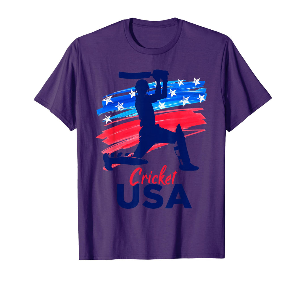 Cricket Support Team Flag Usa Batsman T-Shirt - Graphic Print Men Women - T-Shirt, Sweatshirt, Hoodie