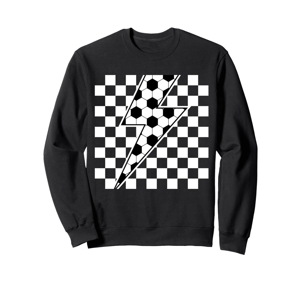 Lightning Bolt Checkered Aesthetic Sweatshirt - Minimalist Print Men Women - T-Shirt, Sweatshirt, Hoodie