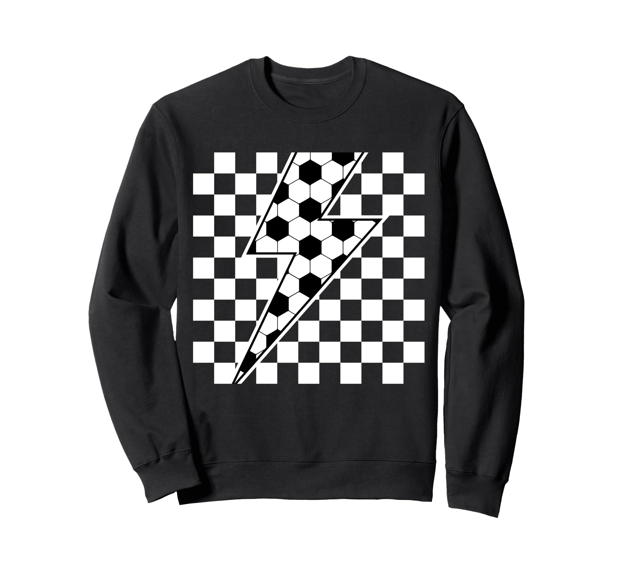 Lightning Bolt Checkered Aesthetic Sweatshirt - Minimalist Print Men Women - T-Shirt, Sweatshirt, Hoodie