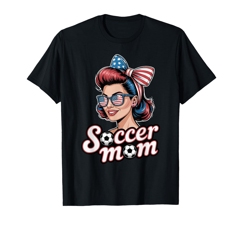 Patriotic Soccer Mom American Flag T-Shirt - Minimalist Print for Adults - T-Shirt, Sweatshirt, Hoodie