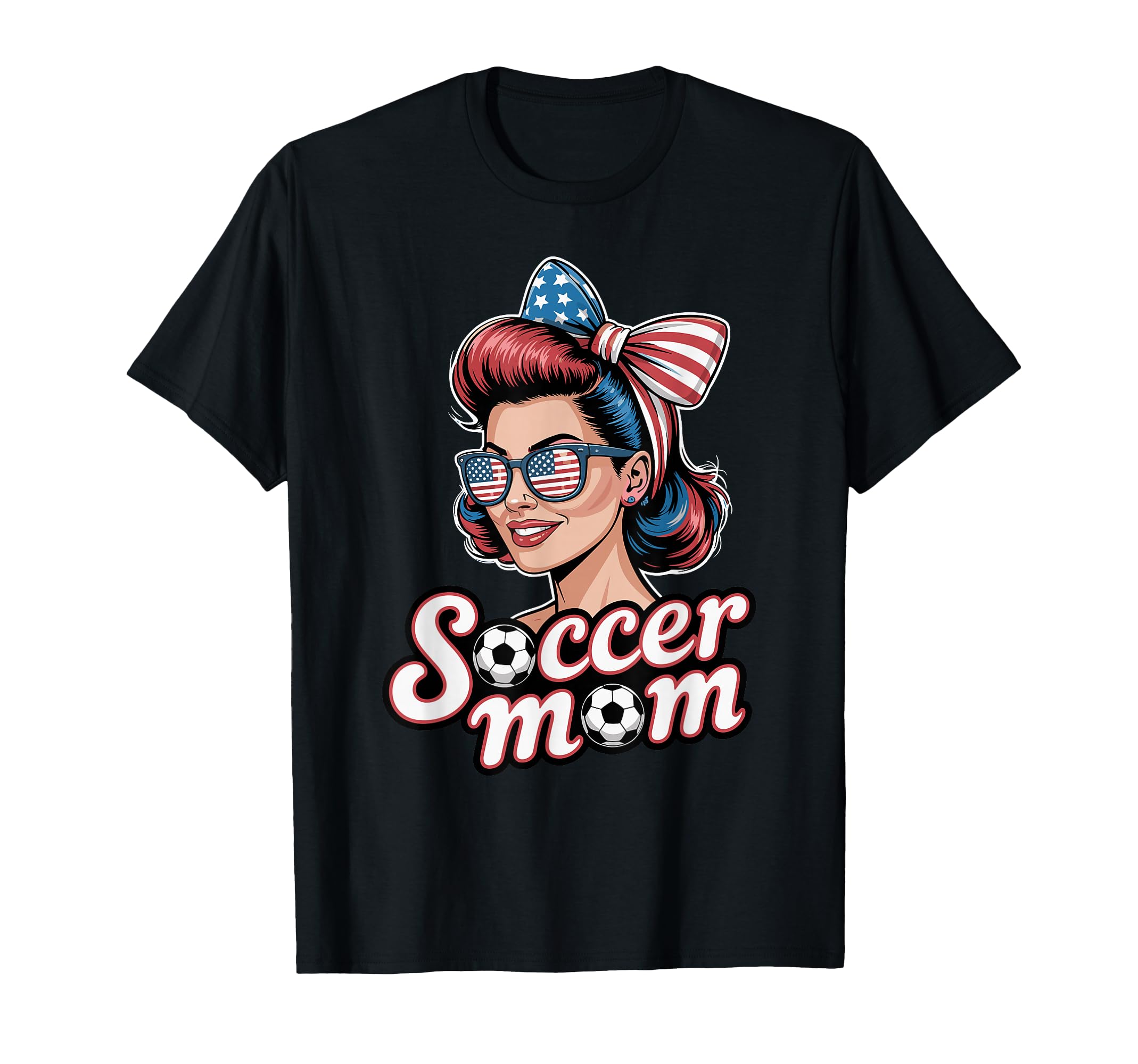 Patriotic Soccer Mom American Flag T-Shirt - Trendy Graphic Unisex - T-Shirt, Sweatshirt, Hoodie