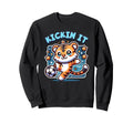 Soccer Player Tiger Kickin It Sweatshirt - Aesthetic Graphic for Adults - T-Shirt, Sweatshirt, Hoodie