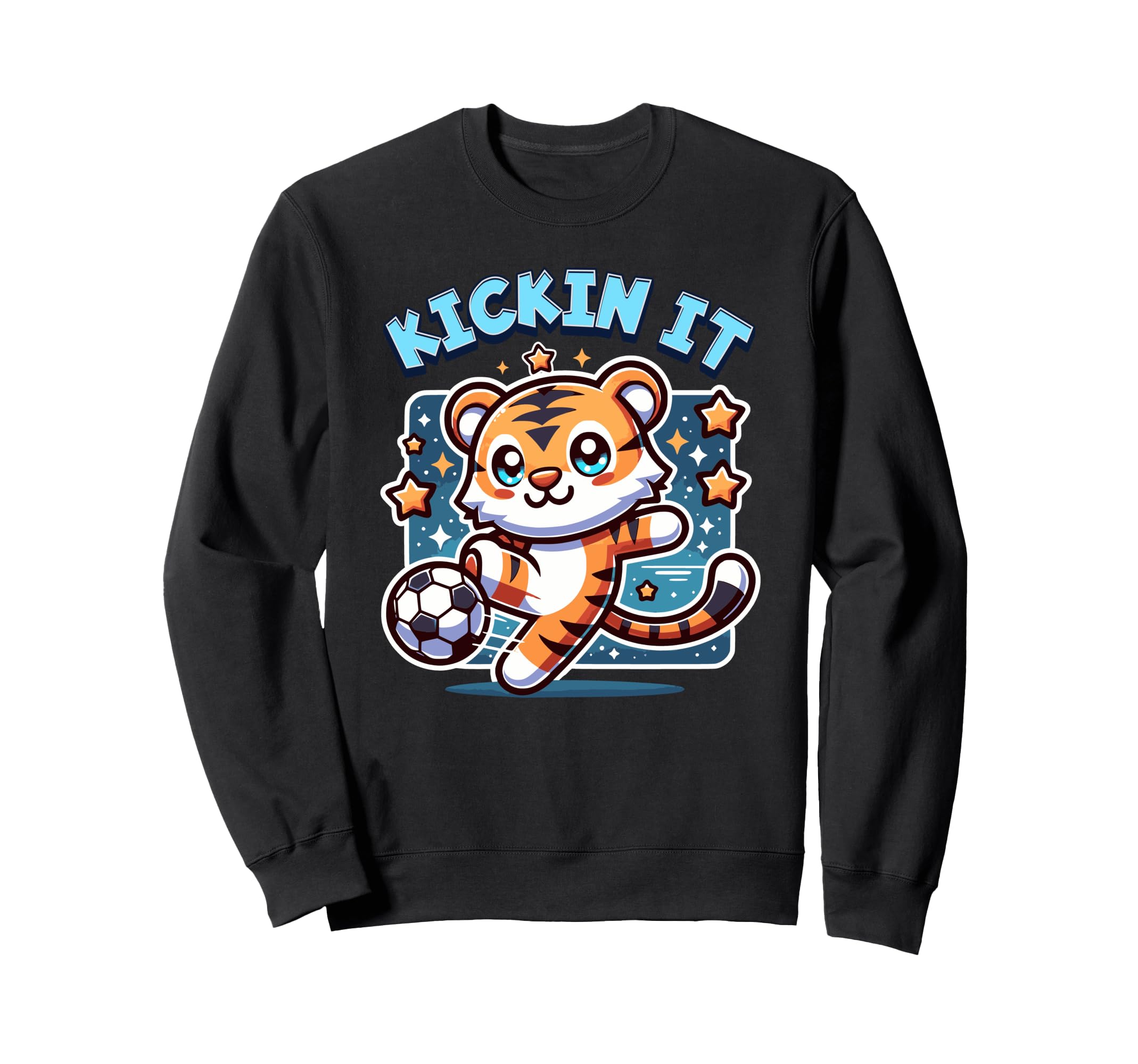 Soccer Player Tiger Kickin It Sweatshirt - Aesthetic Graphic for Adults - T-Shirt, Sweatshirt, Hoodie