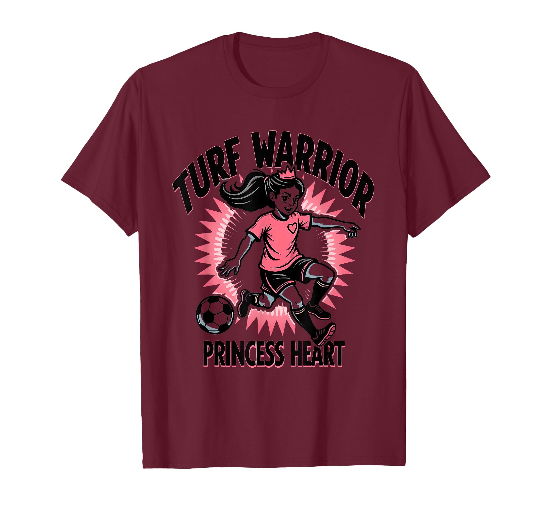 Turf Warrior Princess Heart Soccer T-Shirt - Minimalist Print Men Women - T-Shirt, Sweatshirt, Hoodie