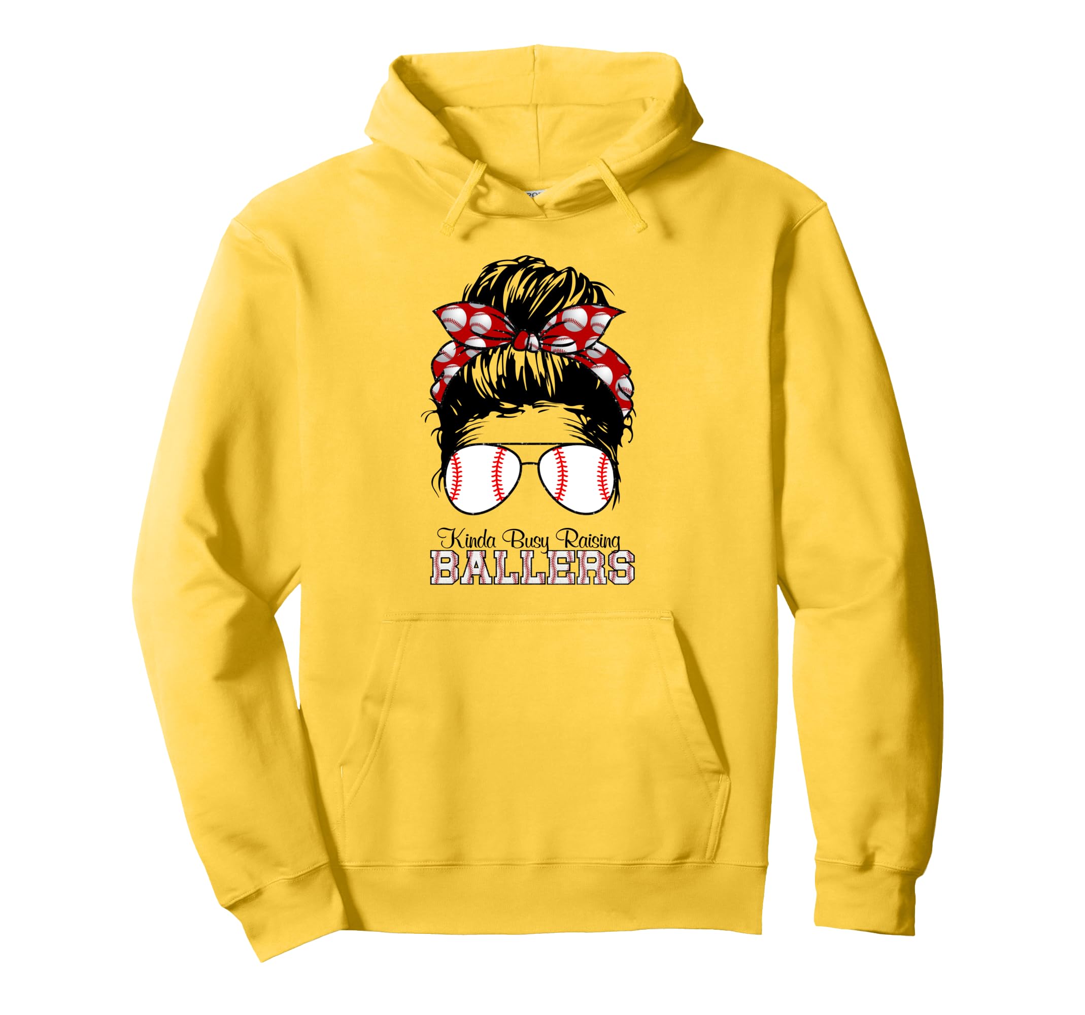 Kinda Busy Raising Ballers Messy Bun Hoodie - Aesthetic Graphic Unisex - T-Shirt, Sweatshirt, Hoodie