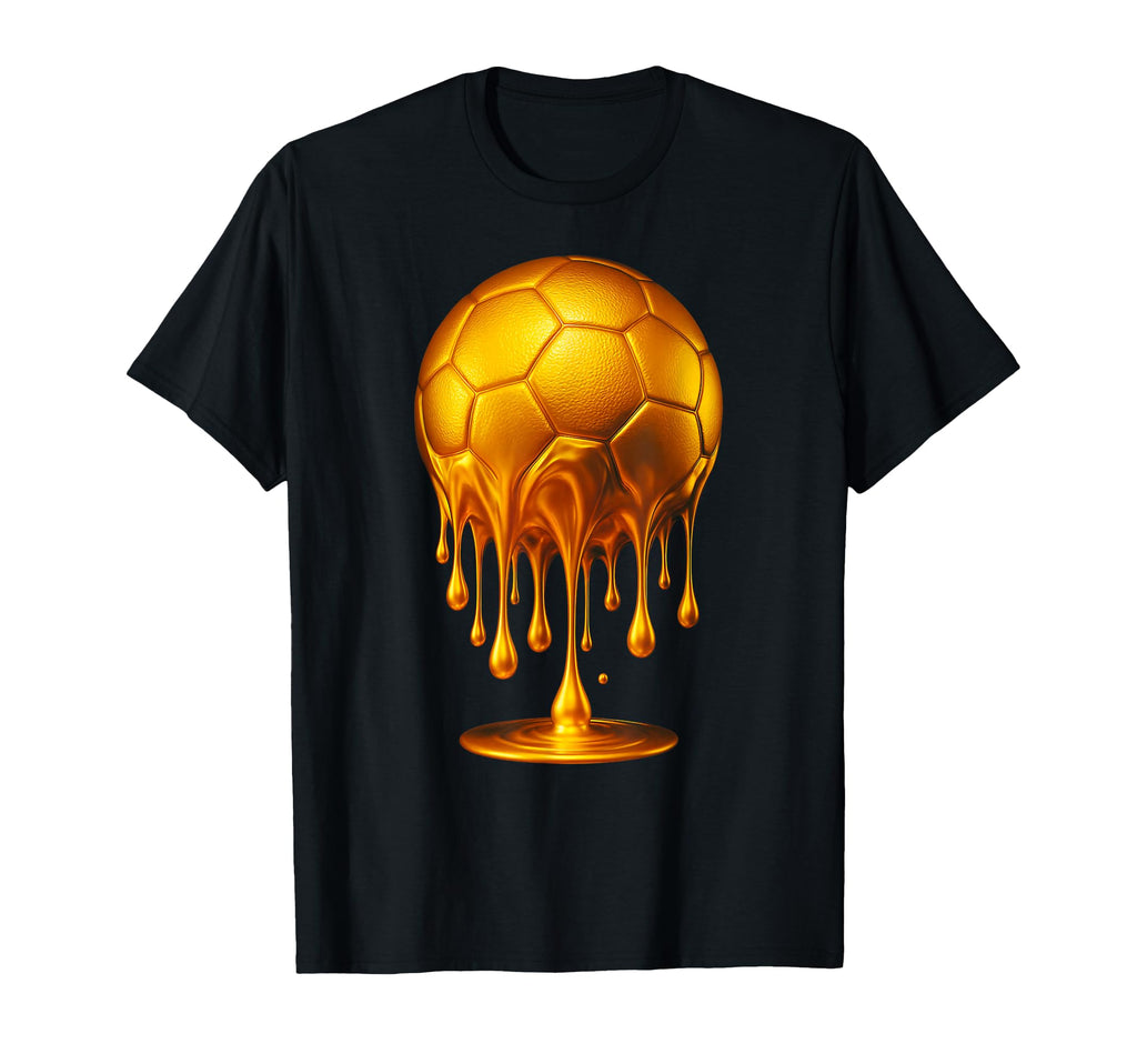 Gold Soccer Ball Dripping Gold T-Shirt - Aesthetic Graphic Men Women - T-Shirt, Sweatshirt, Hoodie
