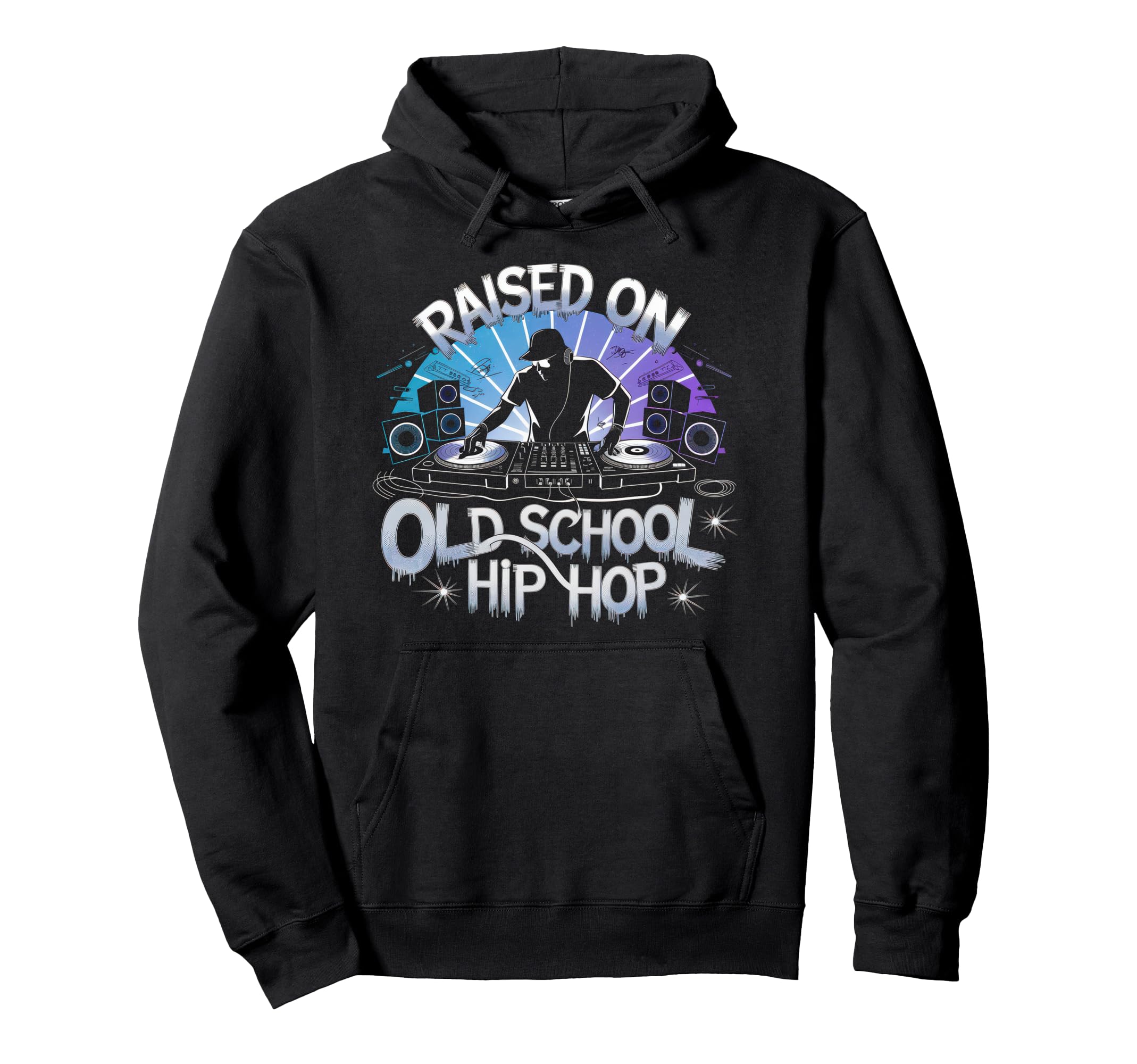Raised Old School Graffiti Rap Hip Hoodie - Minimalist Print for Adults - T-Shirt, Sweatshirt, Hoodie