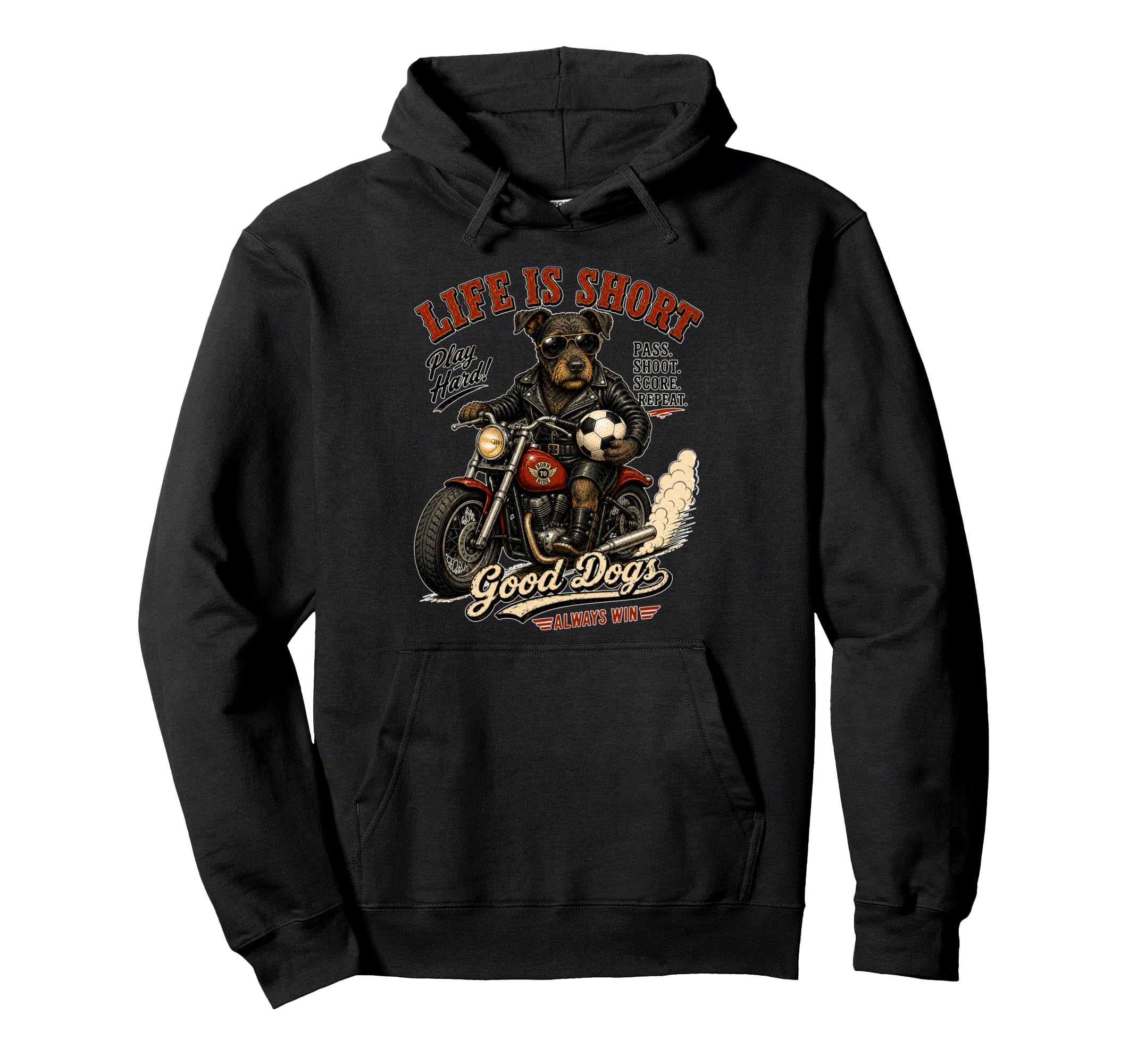 Patterdale Terrier Motorbike Love Hoodie - Custom Art Print for Adults - T-Shirt, Sweatshirt, Hoodie