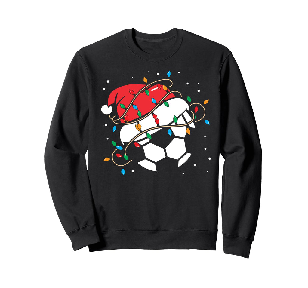 Soccer Ball Santa Hat Lights Coach Sweatshirt - Novelty Apparel for Adults - T-Shirt, Sweatshirt, Hoodie