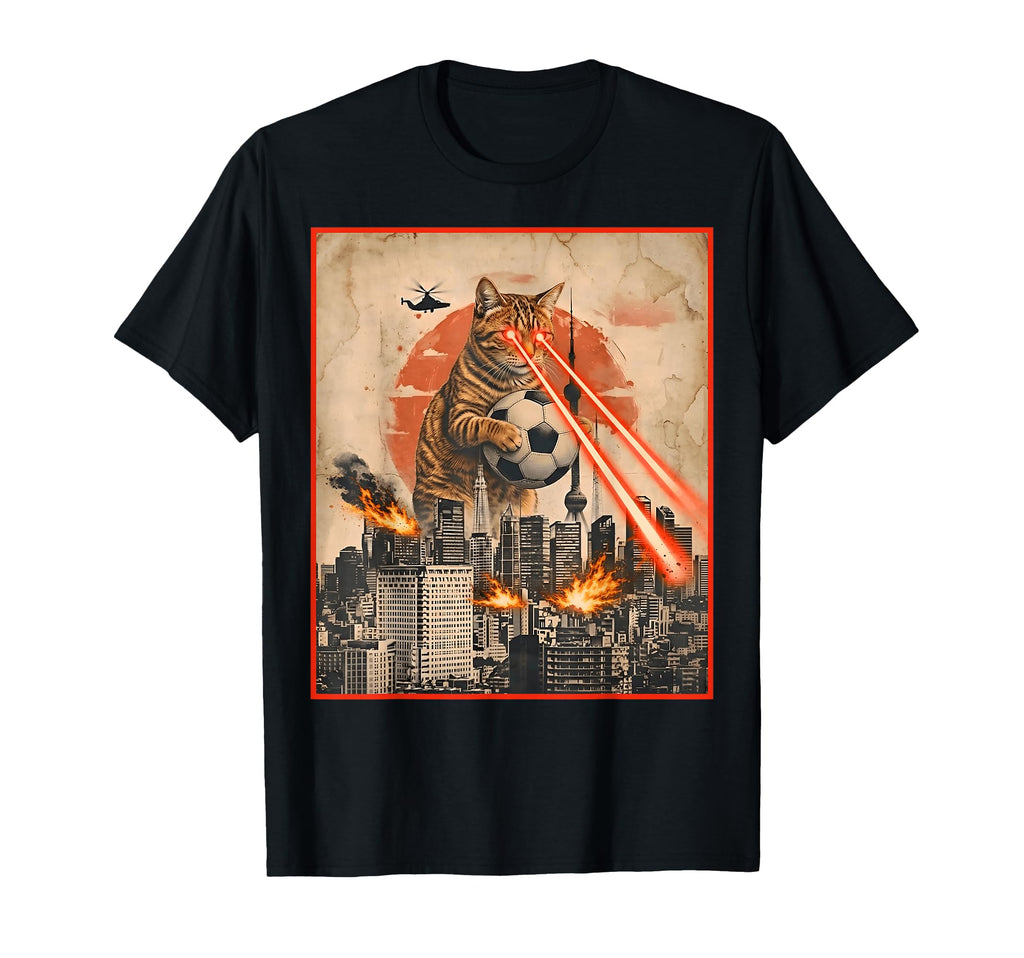 Funny Cat Soccer Kaiju T-Shirt - Graphic Print Men Women - T-Shirt, Sweatshirt, Hoodie