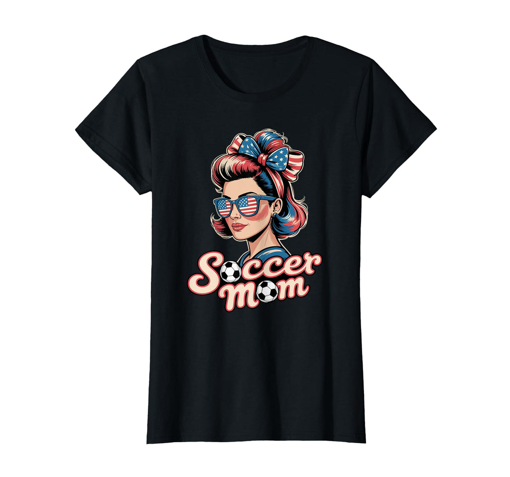 Patriotic Soccer Mom American Flag T-Shirt - Fun Novelty Design Men Women - T-Shirt, Sweatshirt, Hoodie