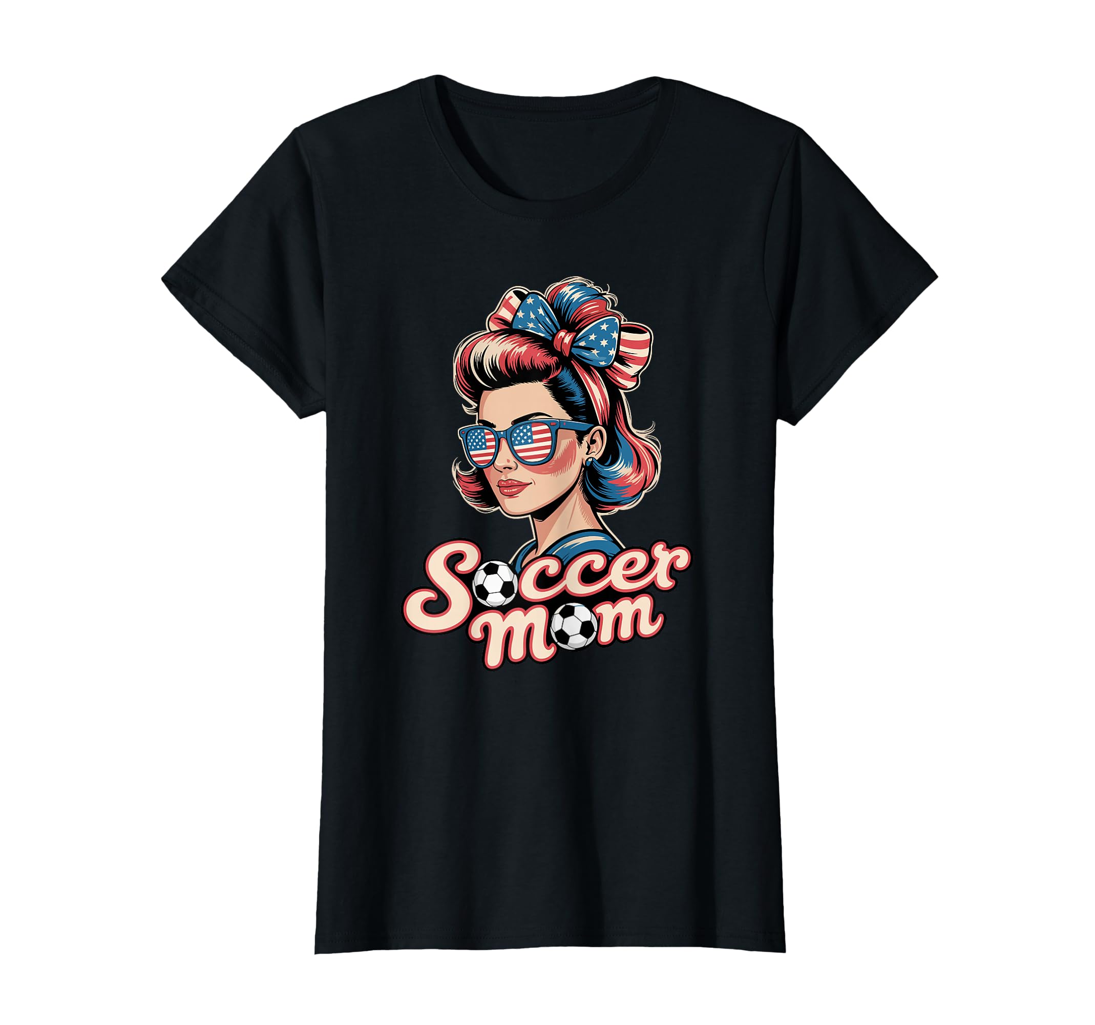 Patriotic Soccer Mom American Flag T-Shirt - Aesthetic Graphic Unisex - T-Shirt, Sweatshirt, Hoodie