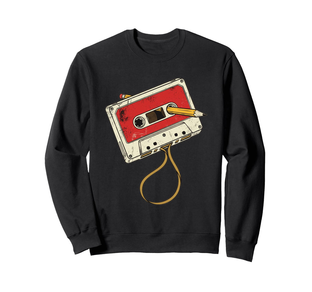 Cassette Tape Rewind Pencil Drawing Sweatshirt - Trendy Graphic Men Women - T-Shirt, Sweatshirt, Hoodie