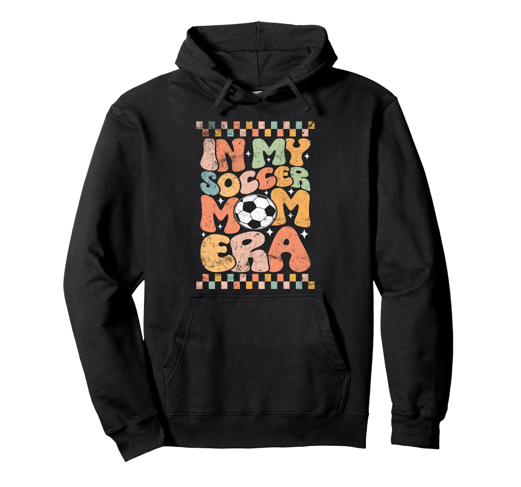 My Soccer Mom Era Football Mama Groovy Hoodie - Aesthetic Graphic Unisex - T-Shirt, Sweatshirt, Hoodie