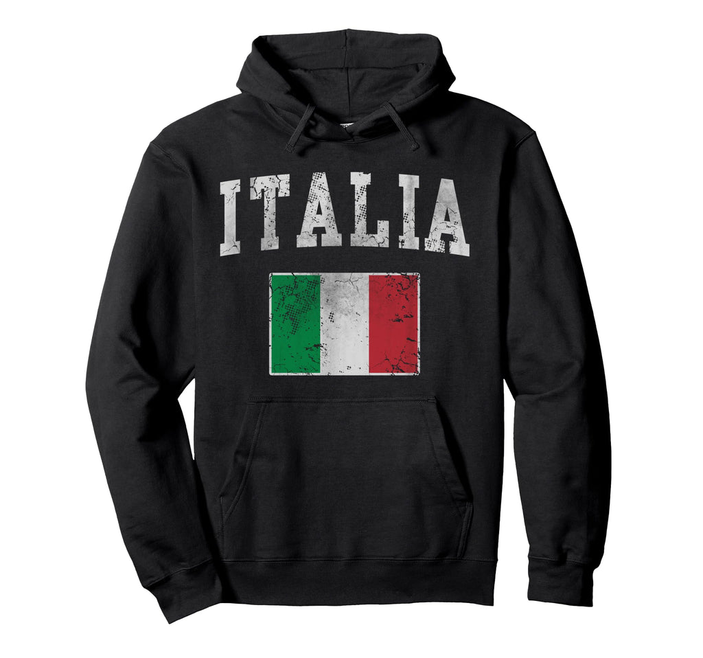 Italia Italian Flag Italy Distressed Hoodie - Novelty Apparel for Adults - T-Shirt, Sweatshirt, Hoodie