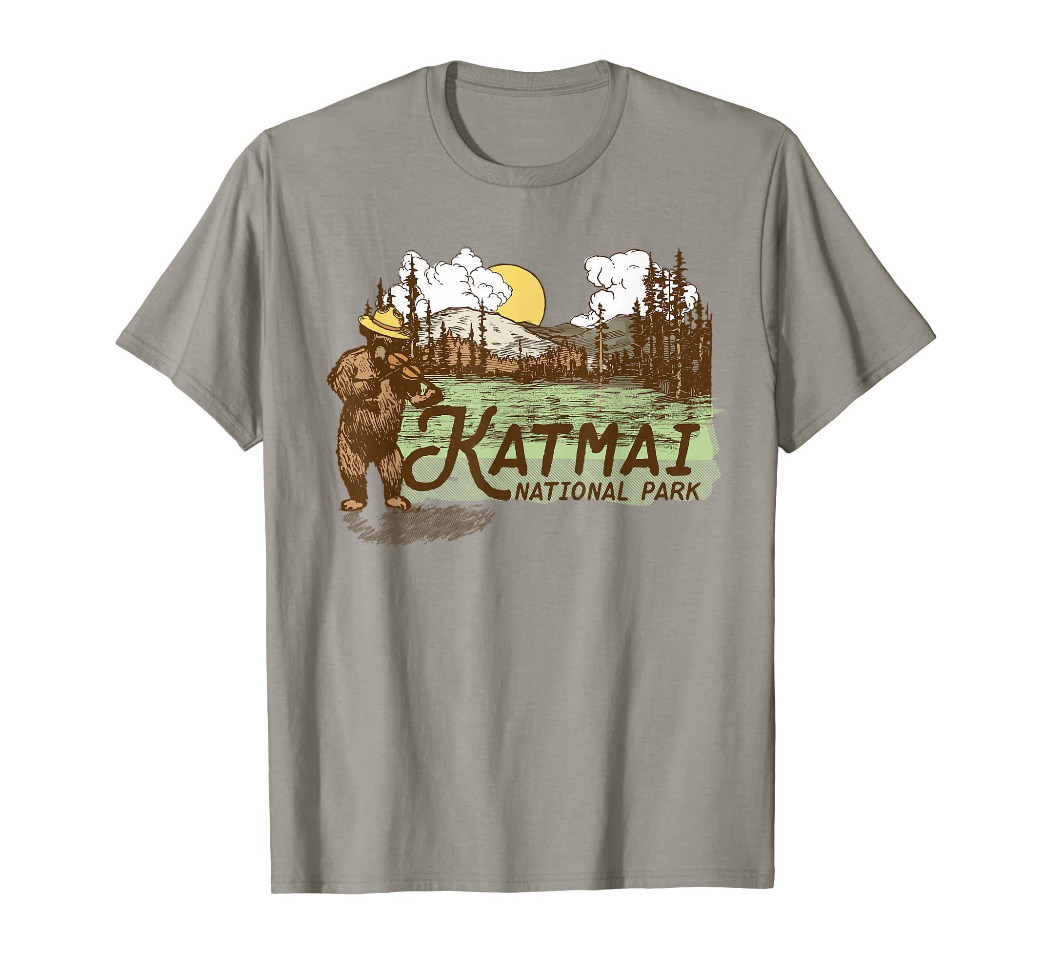 Katmai National Park Alaska Fiddle Bear T-Shirt - Custom Art Print Unisex - T-Shirt, Sweatshirt, Hoodie