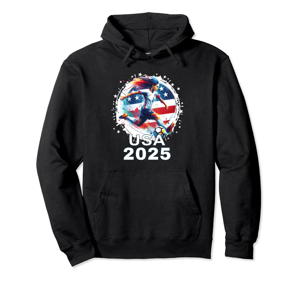 American Flag Soccer Womens Soccer Hoodie - Graphic Print for Adults - T-Shirt, Sweatshirt, Hoodie