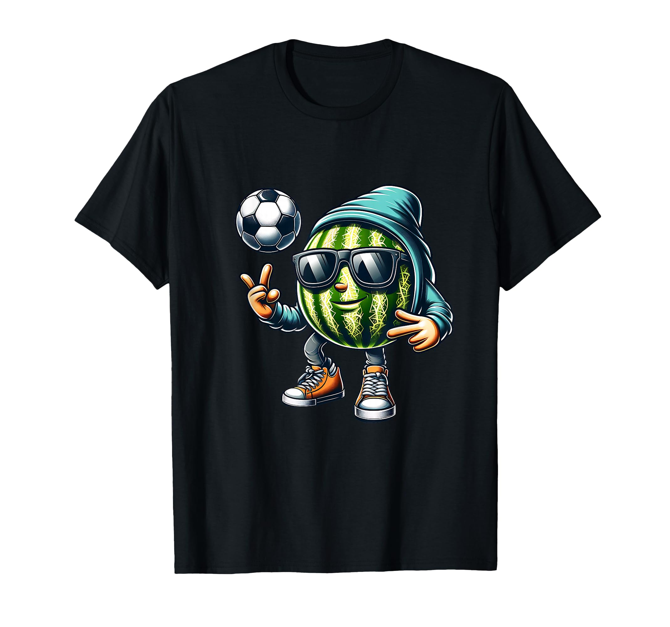 Soccer Melon Sunglasses Summer Vibes T-Shirt - Custom Art Print Unisex - T-Shirt, Sweatshirt, Hoodie