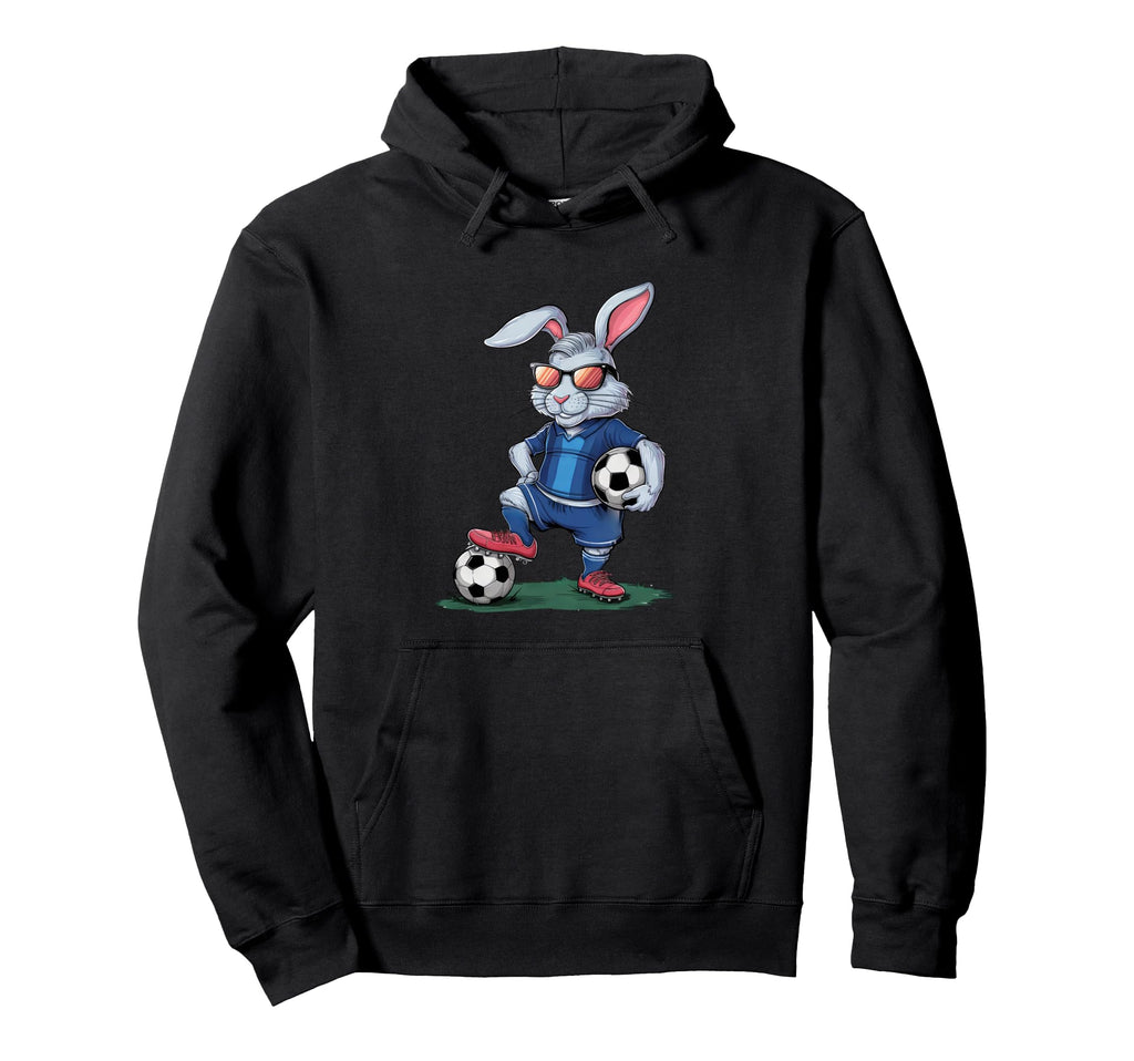Funny Soccer Rabbit Cartoon Sports Fan Hoodie - Minimalist Print Men Women - T-Shirt, Sweatshirt, Hoodie