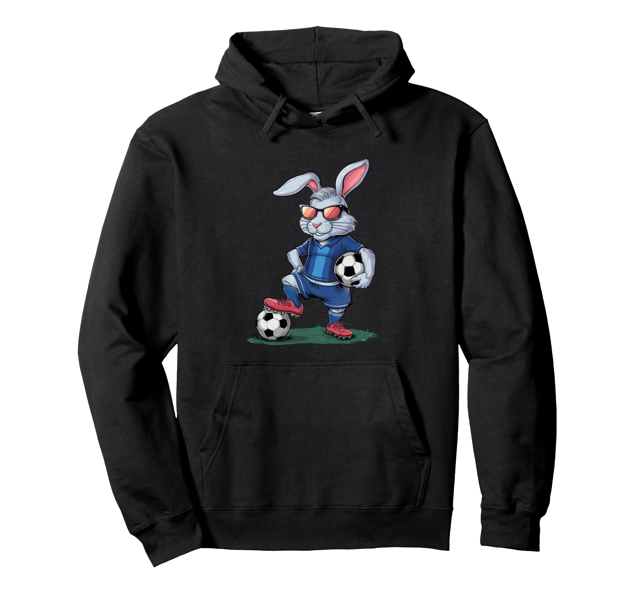 Funny Soccer Rabbit Cartoon Sports Fan Hoodie - Minimalist Print Men Women - T-Shirt, Sweatshirt, Hoodie