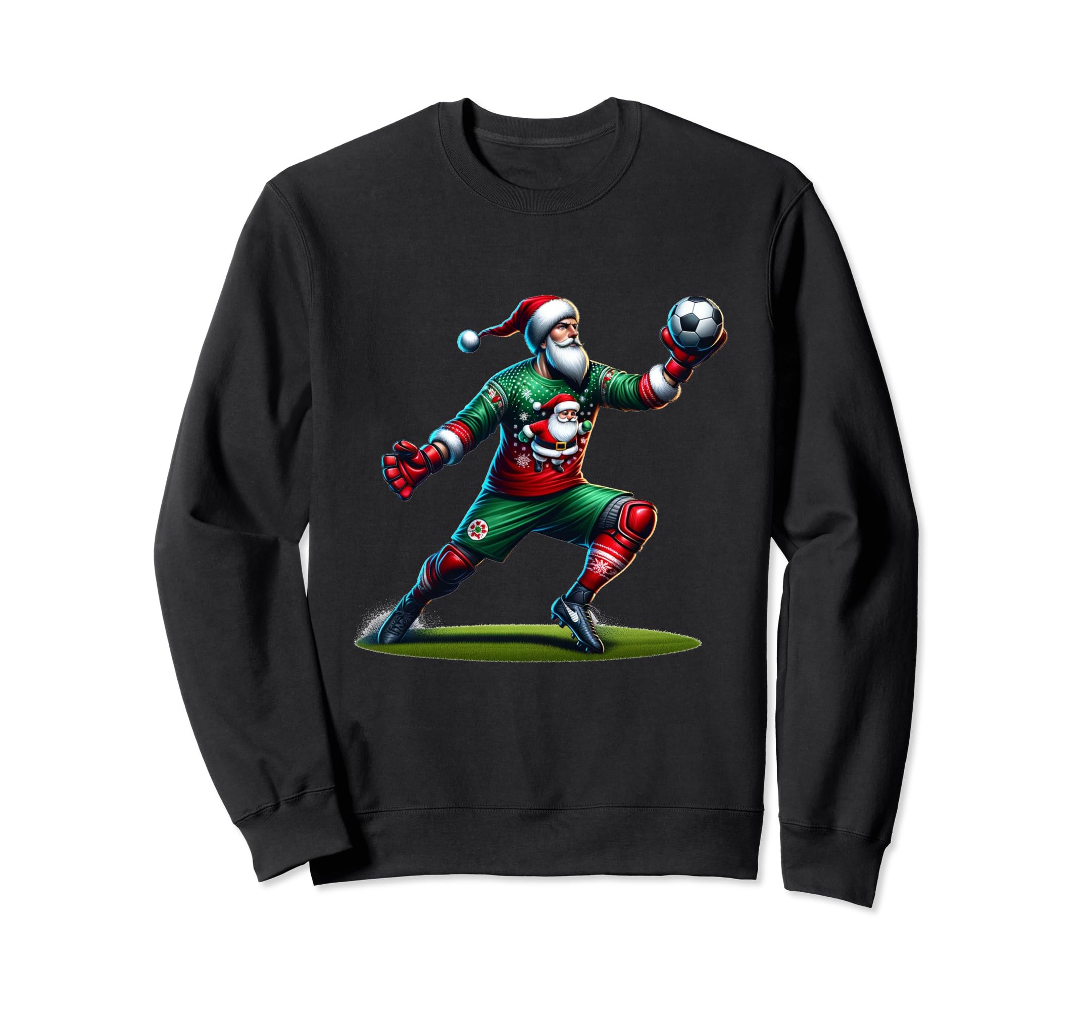 Santa Claus Soccer Goalie Sweatshirt - Graphic Print for Adults - T-Shirt, Sweatshirt, Hoodie