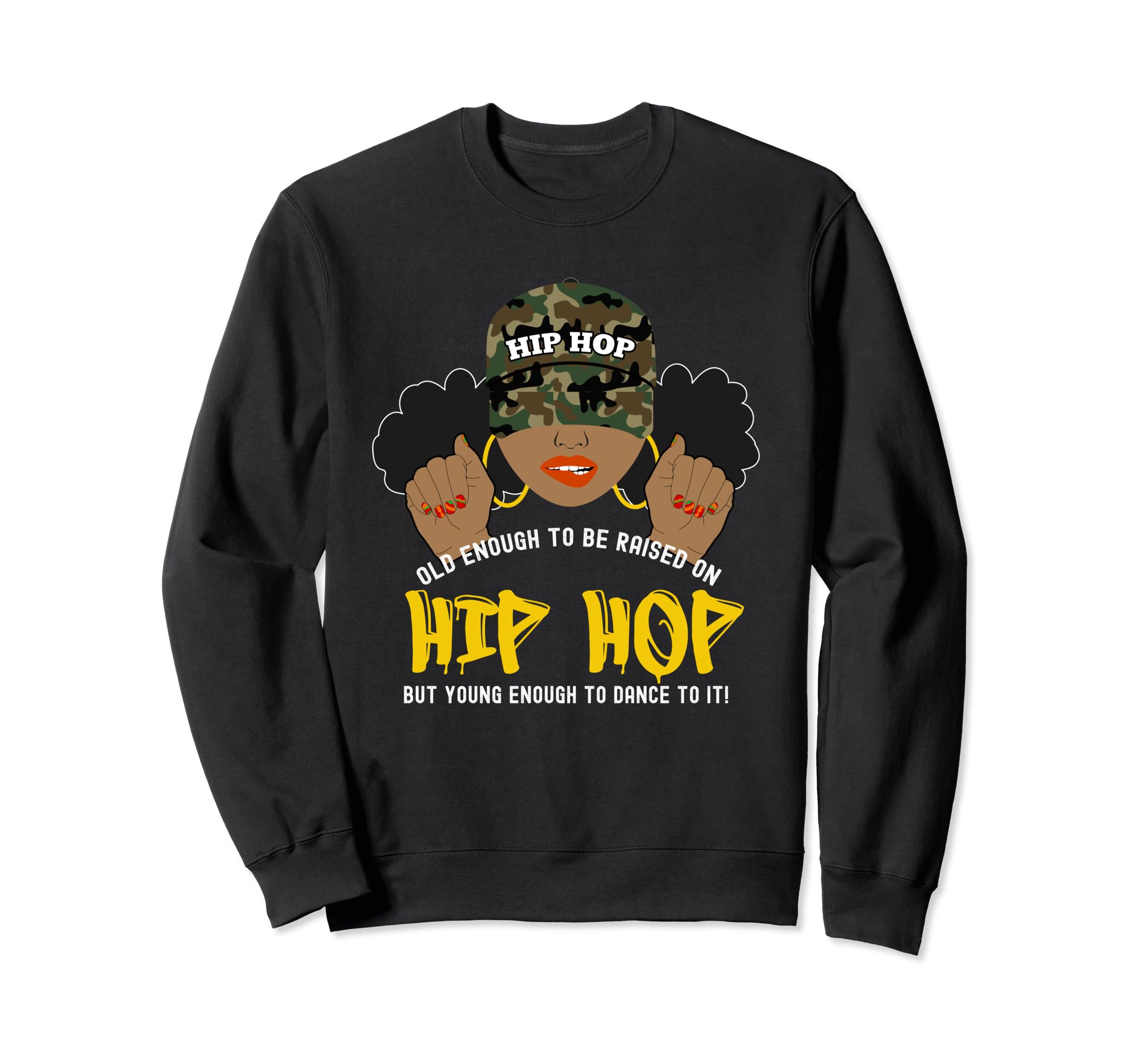 Raised Old School Hip Hop Black Sweatshirt - Aesthetic Graphic for Adults - T-Shirt, Sweatshirt, Hoodie