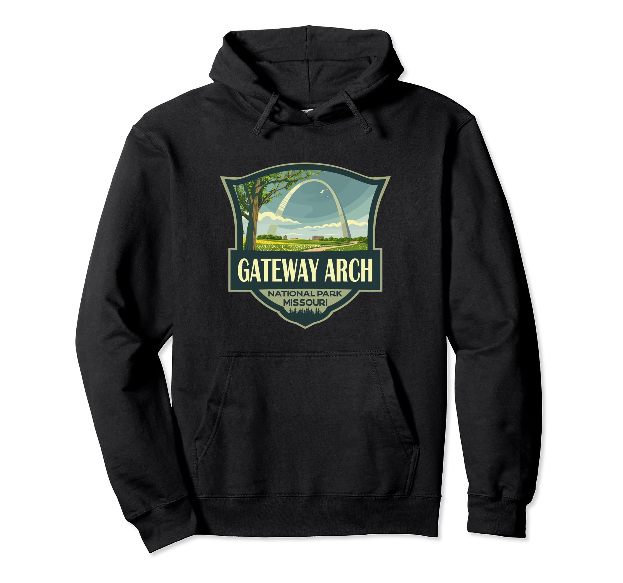 Gateway Arch National Park Illustration Hoodie - Fun Novelty Design Unisex - T-Shirt, Sweatshirt, Hoodie