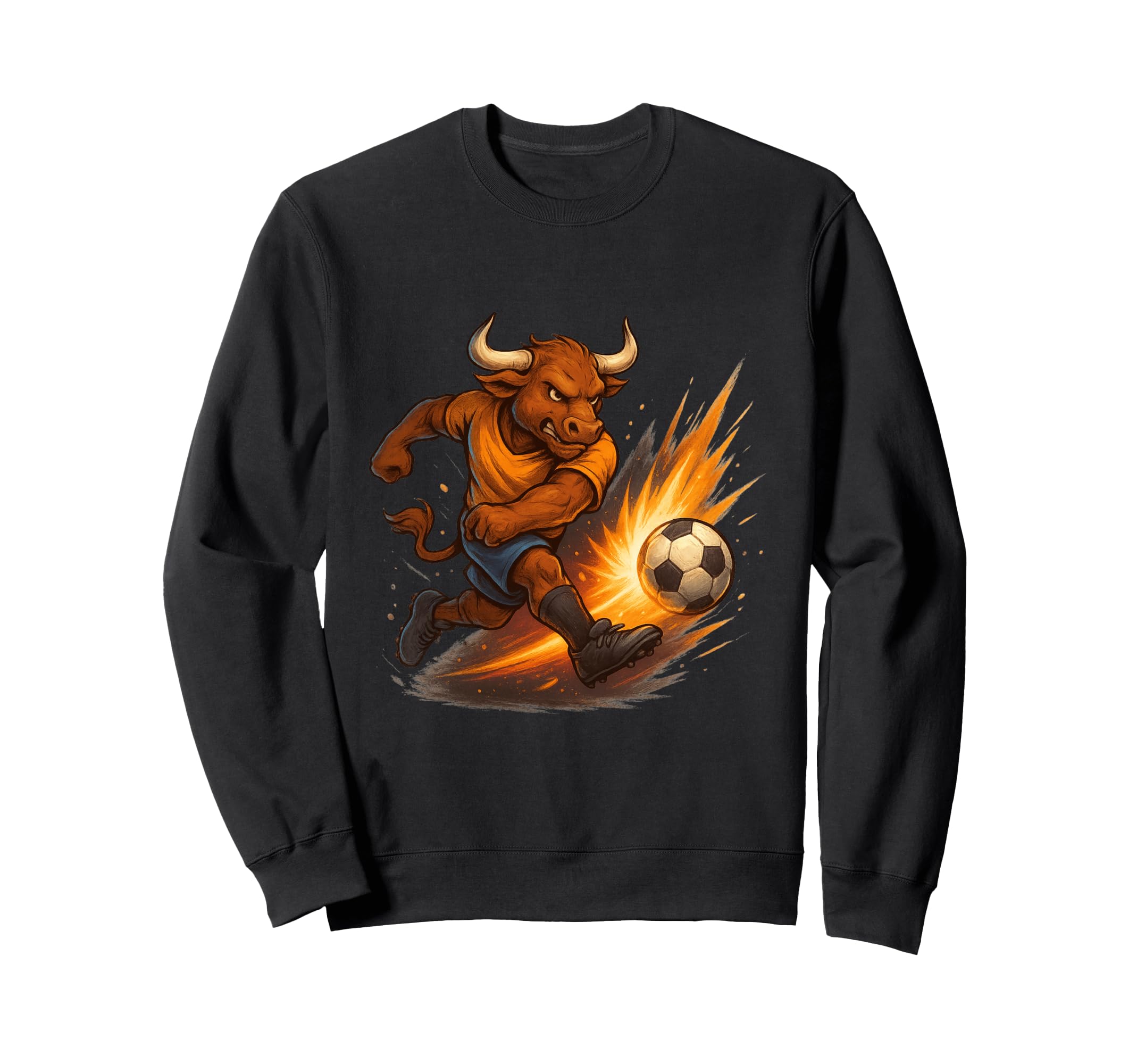 Soccer Bull Fierce Power Kick Sweatshirt - Custom Art Print Men Women - T-Shirt, Sweatshirt, Hoodie