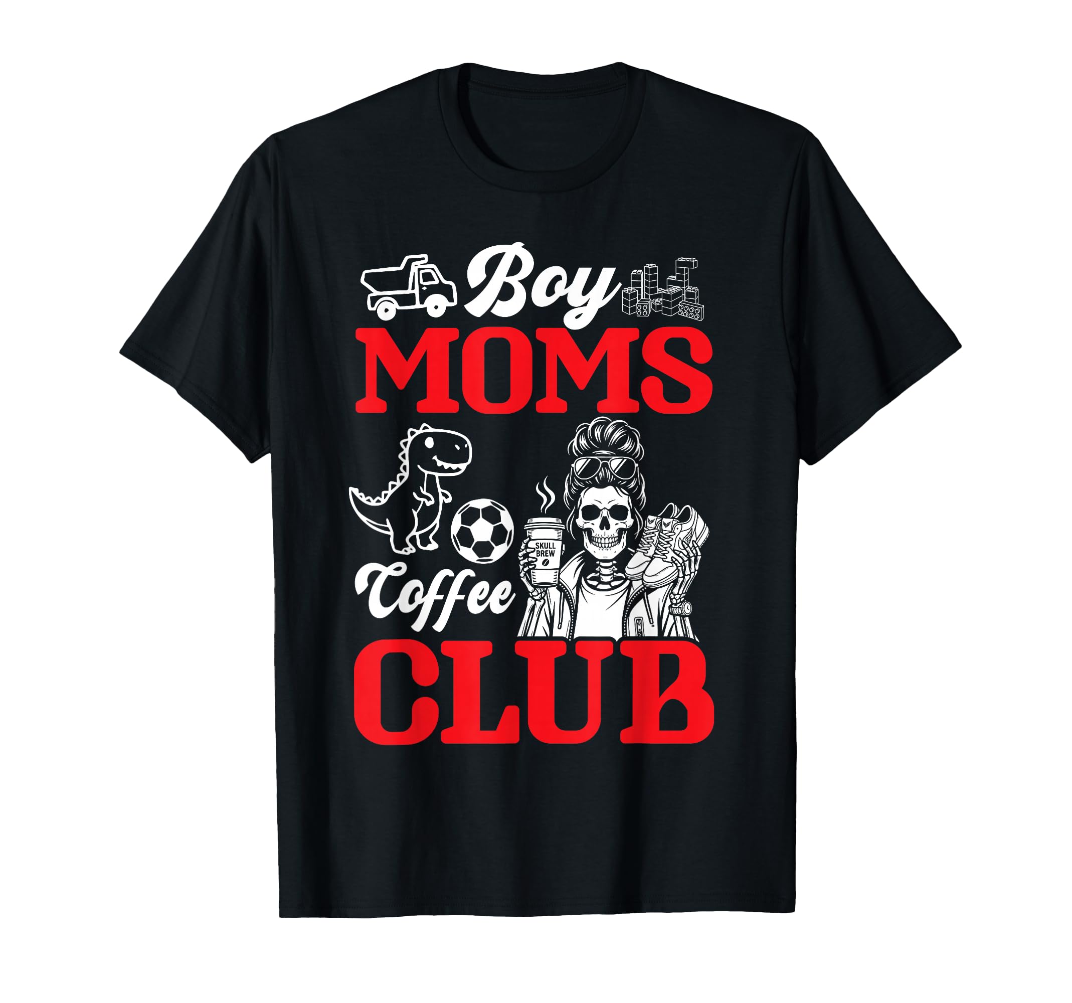 Moms Coffee Club Skeleton Messy Bun T-Shirt - Casual Everyday Wear Unisex - T-Shirt, Sweatshirt, Hoodie