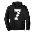 Number 7 Sport White Varsity Number Hoodie - Casual Everyday Wear Men Women - T-Shirt, Sweatshirt, Hoodie
