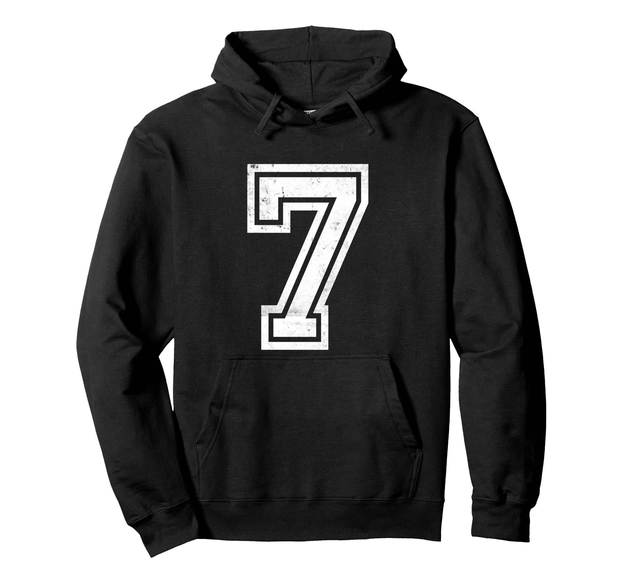 Number 7 Sport White Varsity Number Hoodie - Casual Everyday Wear Men Women - T-Shirt, Sweatshirt, Hoodie