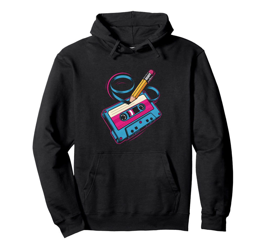 Mixtape Cassette Pencil Hoodie - Trendy Graphic Men Women - T-Shirt, Sweatshirt, Hoodie
