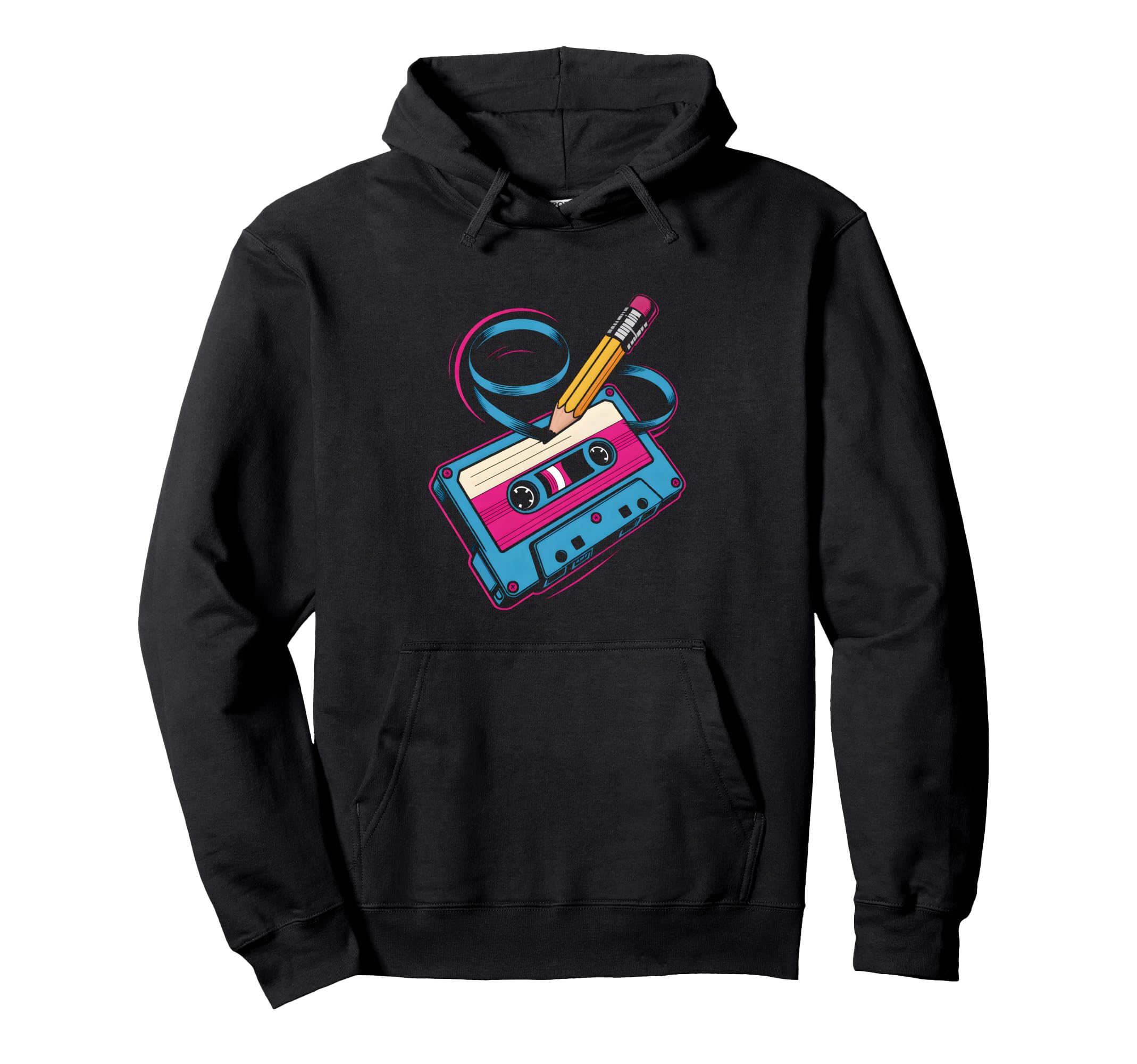 Mixtape Cassette Pencil Hoodie - Trendy Graphic Men Women - T-Shirt, Sweatshirt, Hoodie